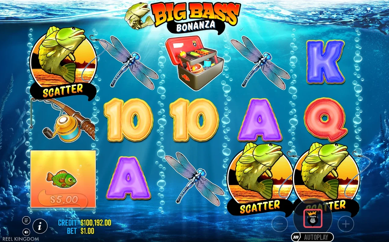 Tres peces scatter activan las tornas gratis; símbolo dinero marca 5,00 $ en los carretes.